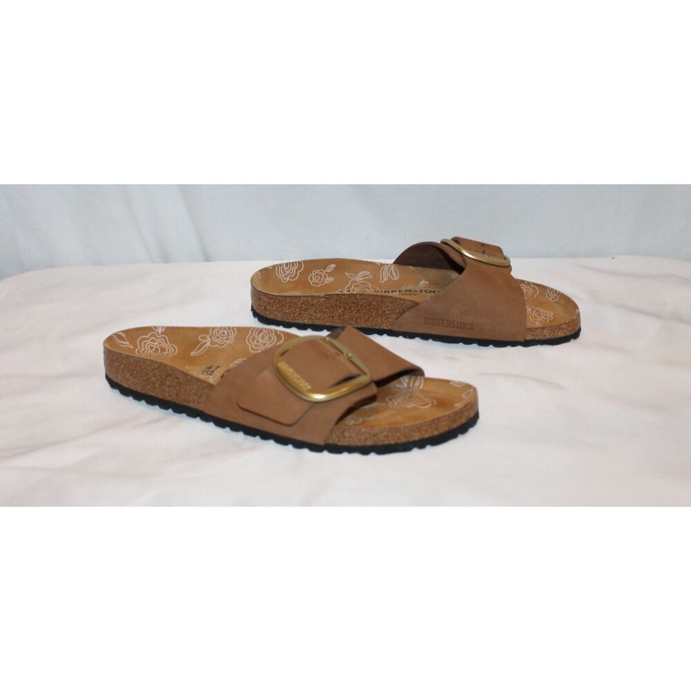 Birkenstock Women's Madrid Big Buckle Suede Sandals Mink NWOB EU 39 NARROW - Picture 4 of 10